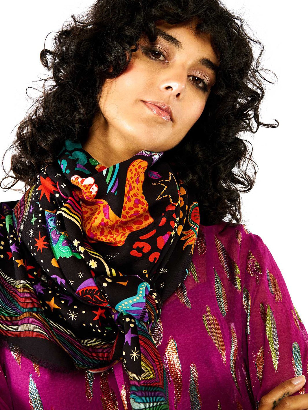 Crazy World large scarf Black