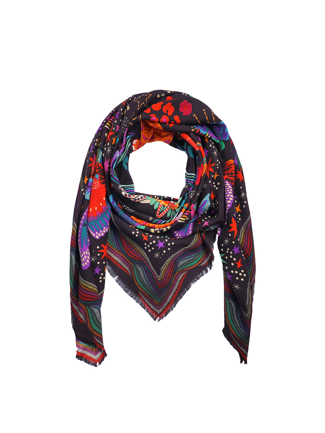 Crazy World large scarf Black