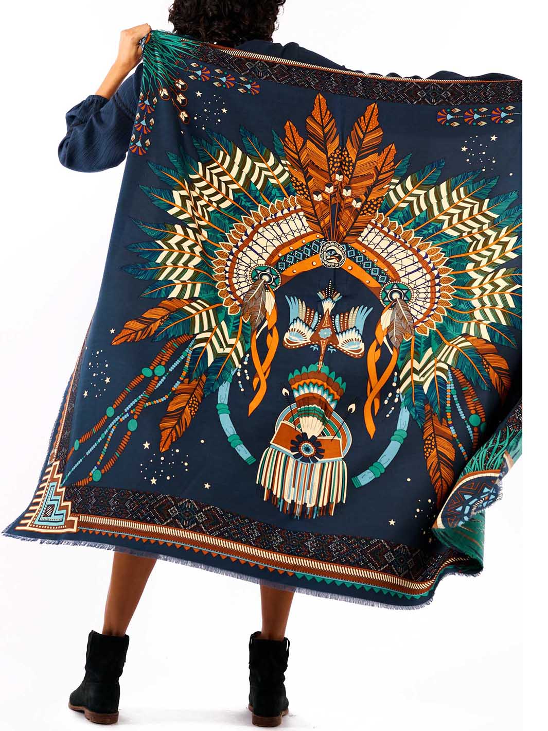 New Western large scarf Blue