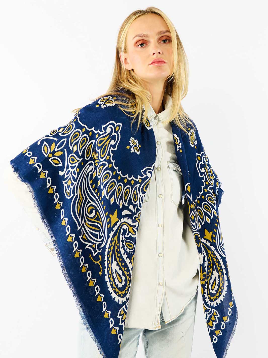 Paisley large scarf Navy
