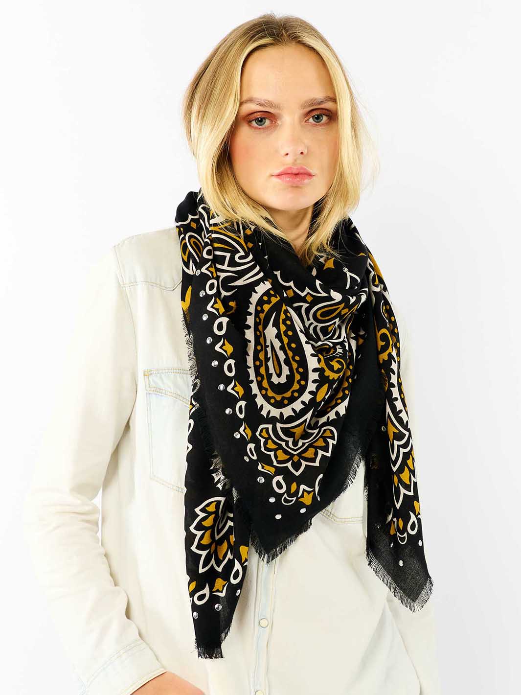 Paisley large scarf Black