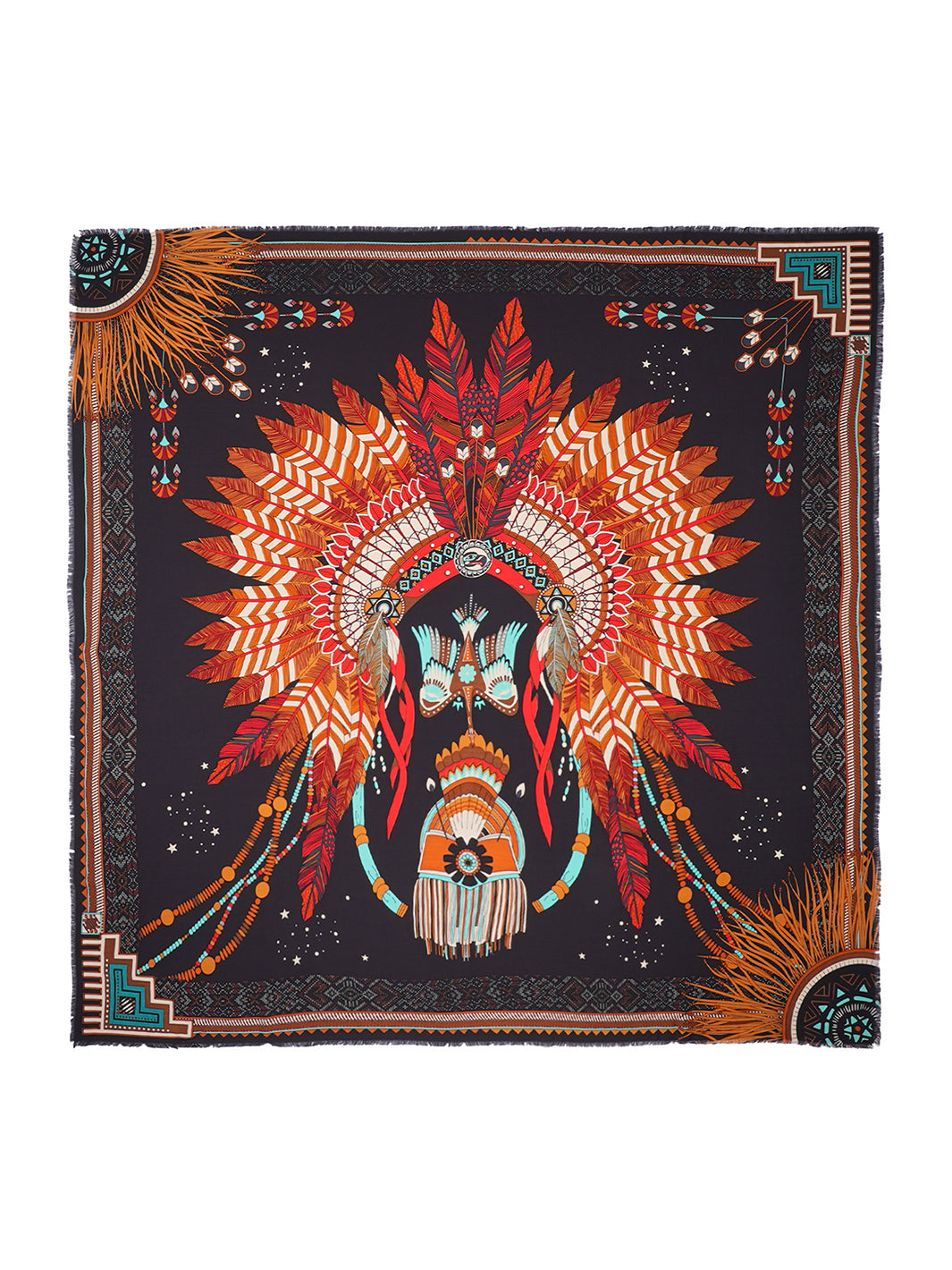 New Western large scarf Black