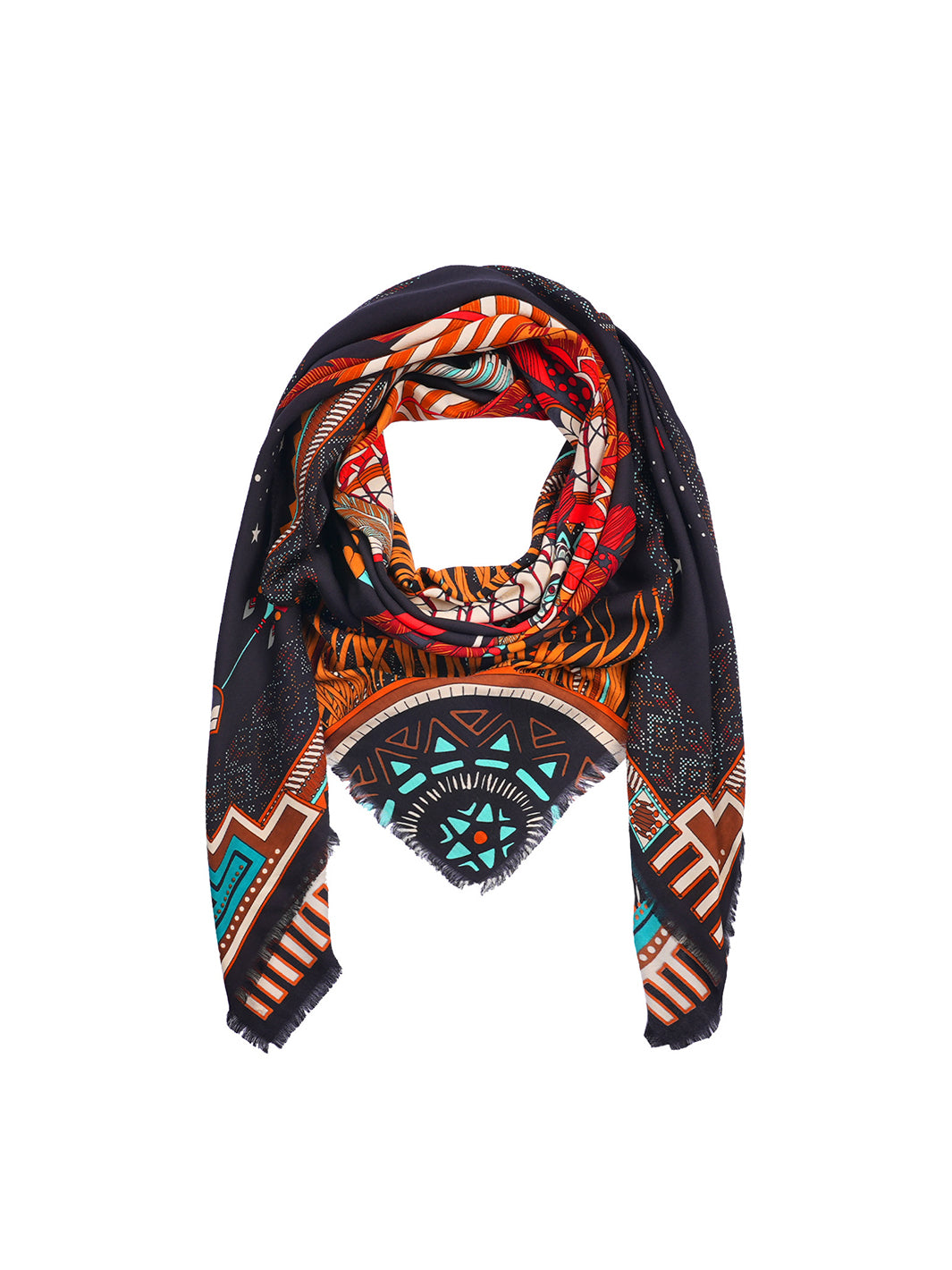 New Western large scarf Black