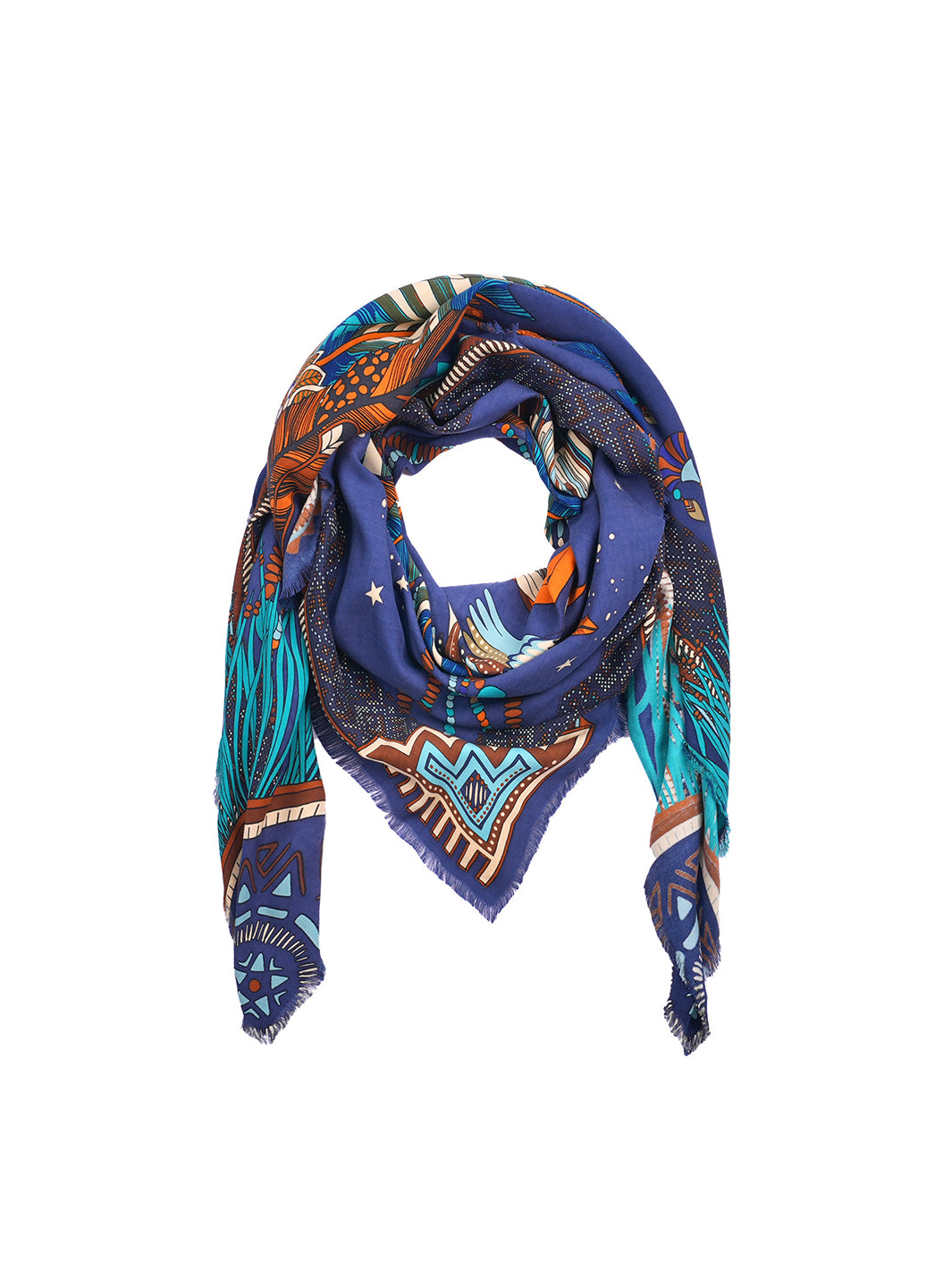 New Western large scarf Blue