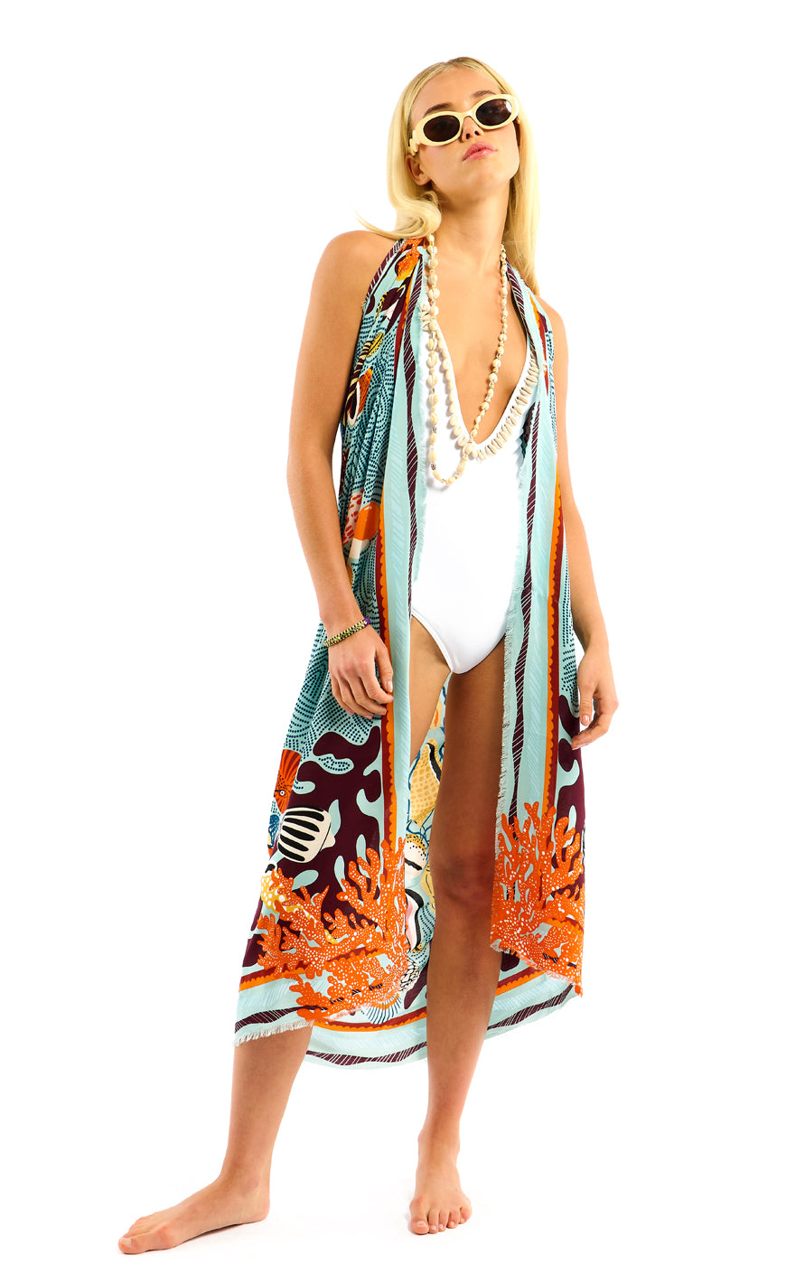 Coral large scarf Blue