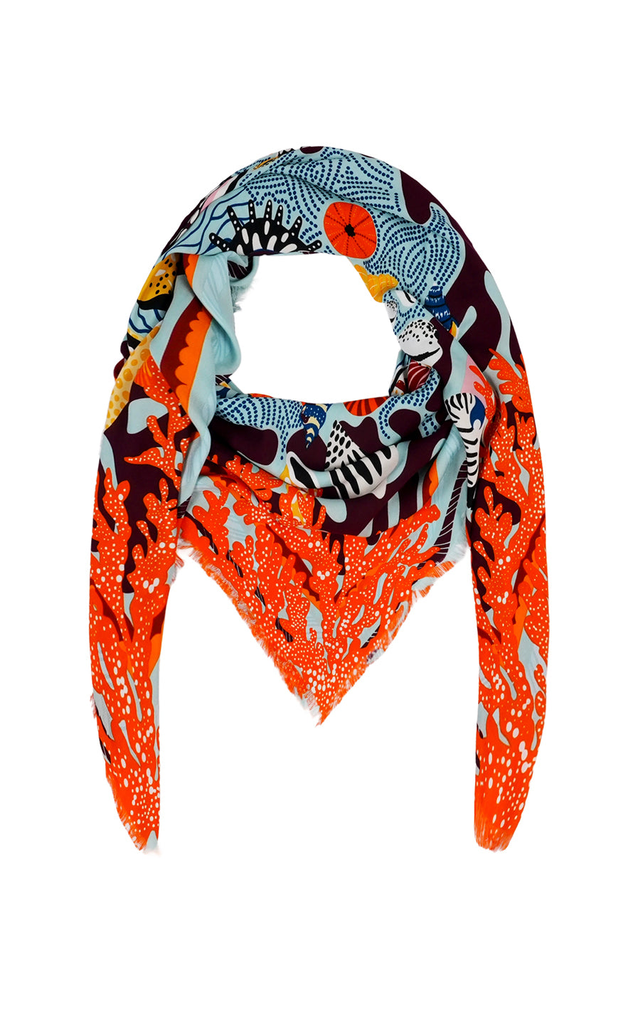 Coral large scarf Blue