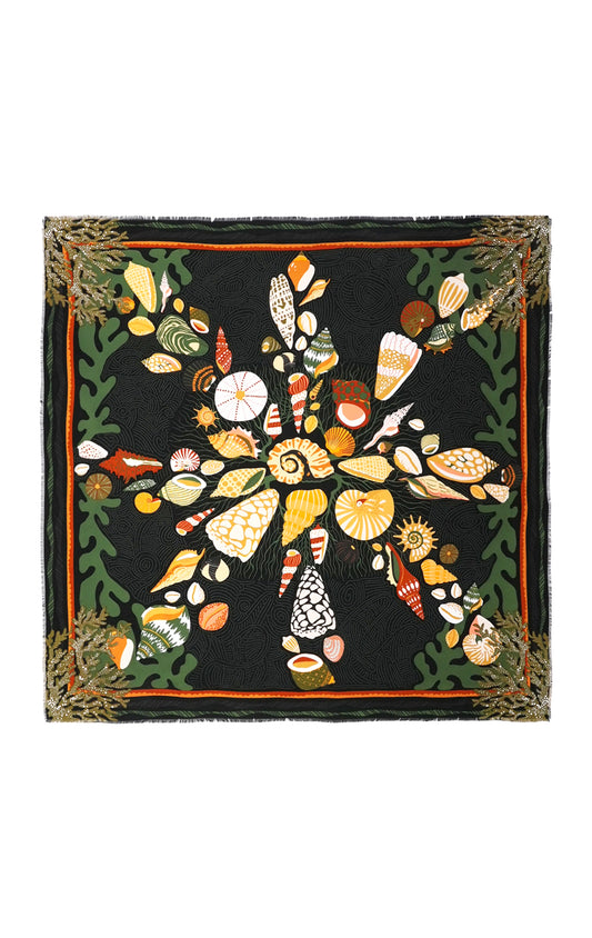 Coral large scarf Black