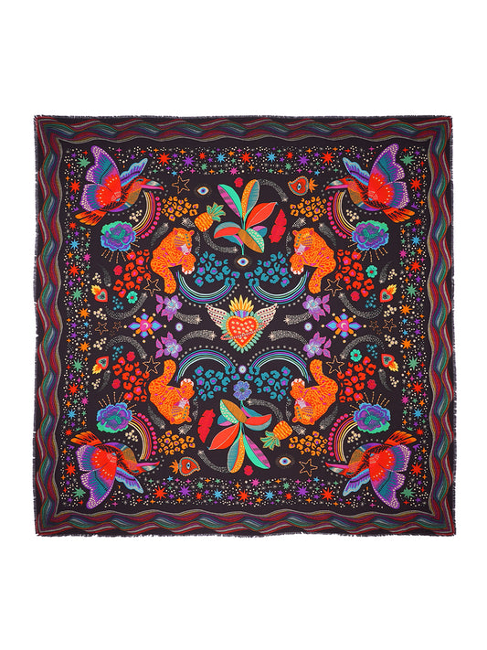 Crazy World large scarf Black