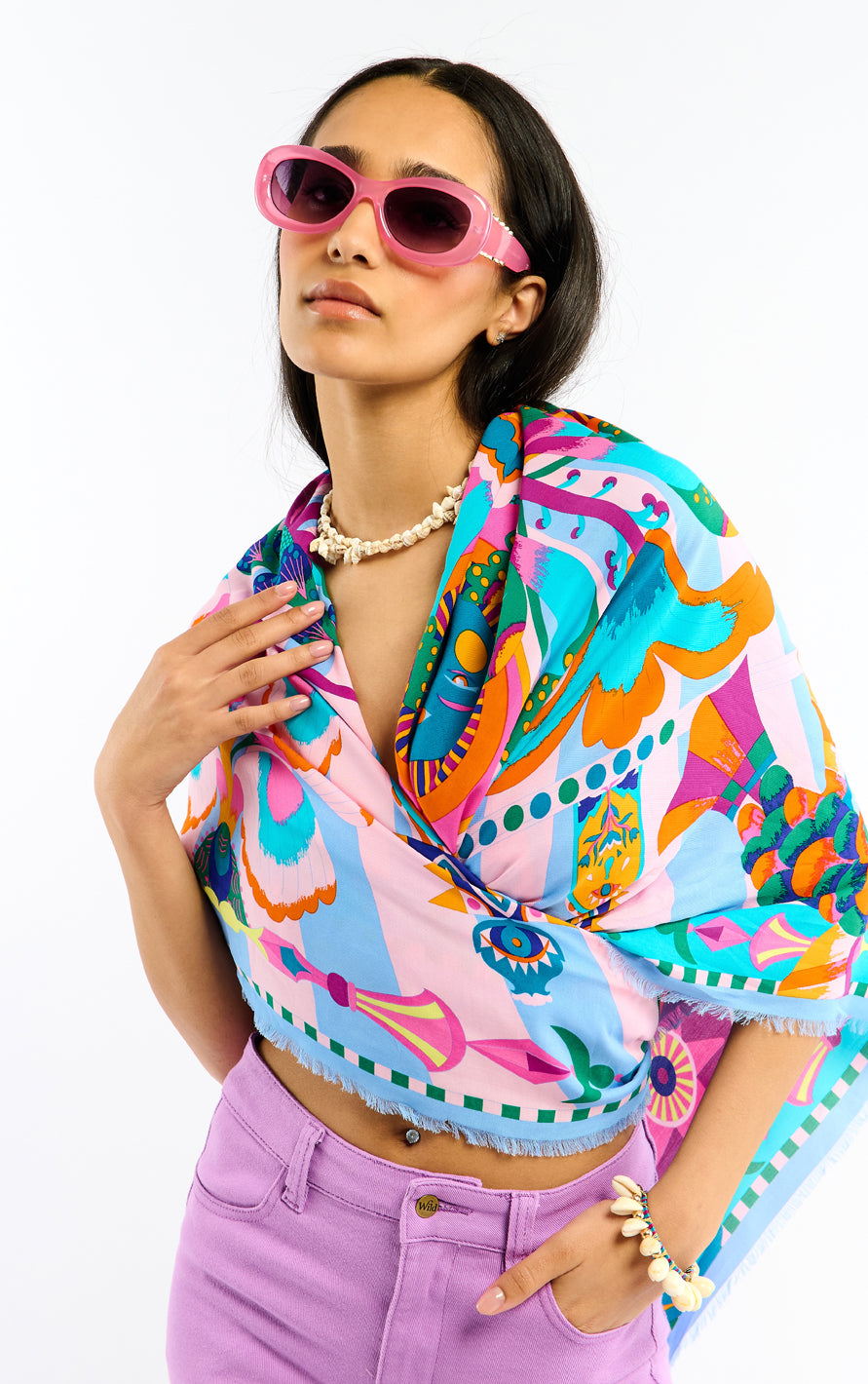 Enchanted large scarf Blue