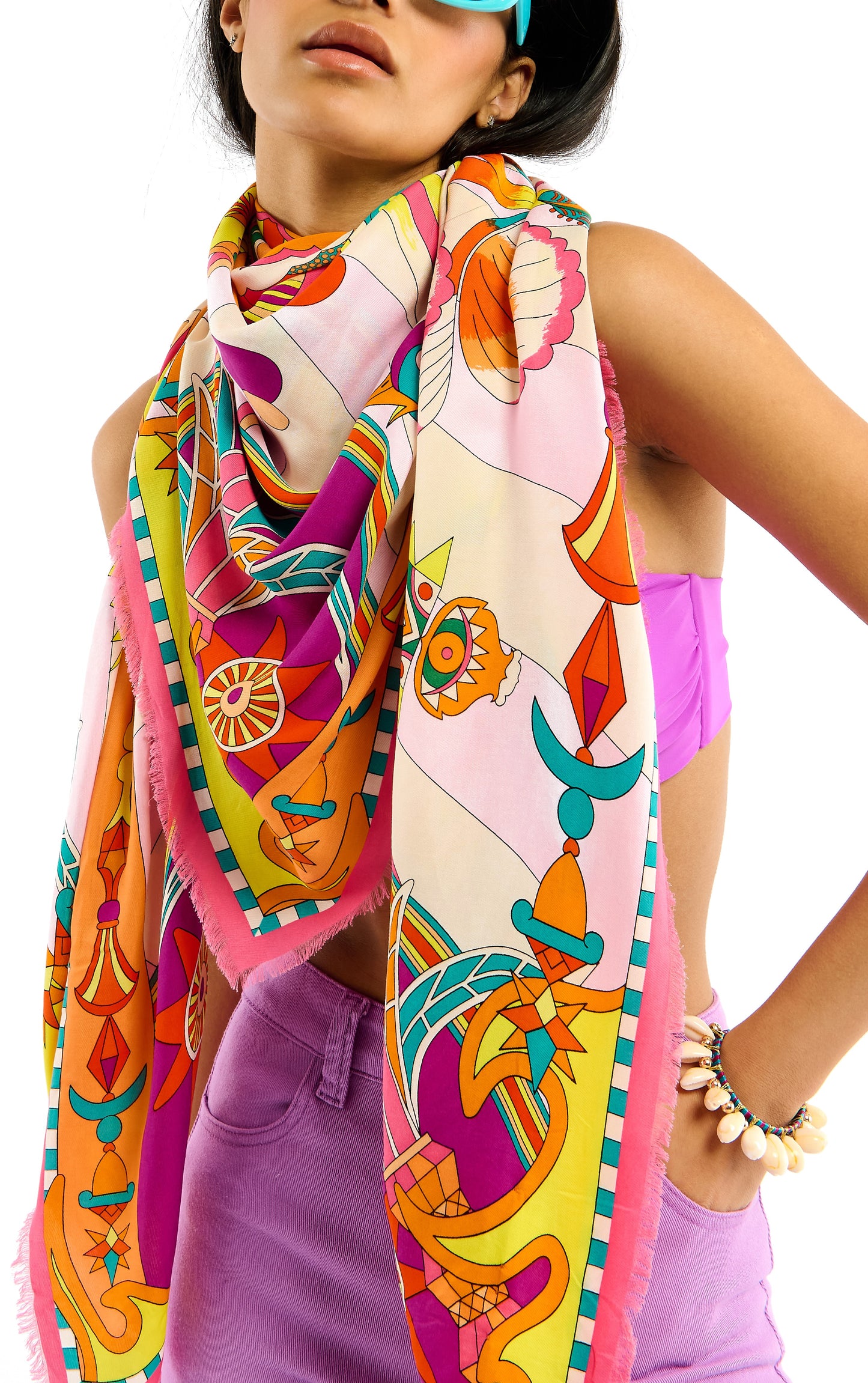 Enchanted large scarf Pink