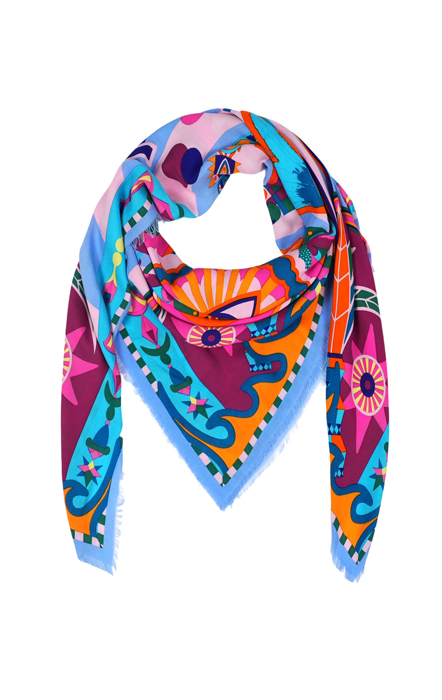 Enchanted large scarf Blue