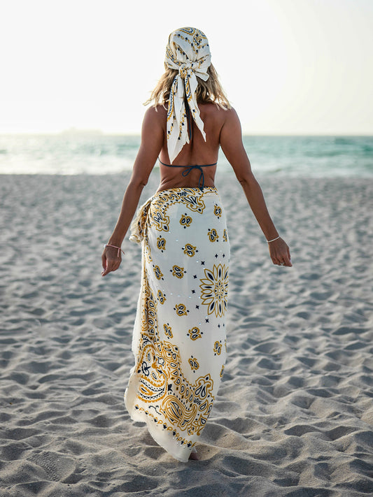 Paisley large scarf White
