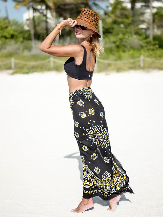 Paisley large scarf Black