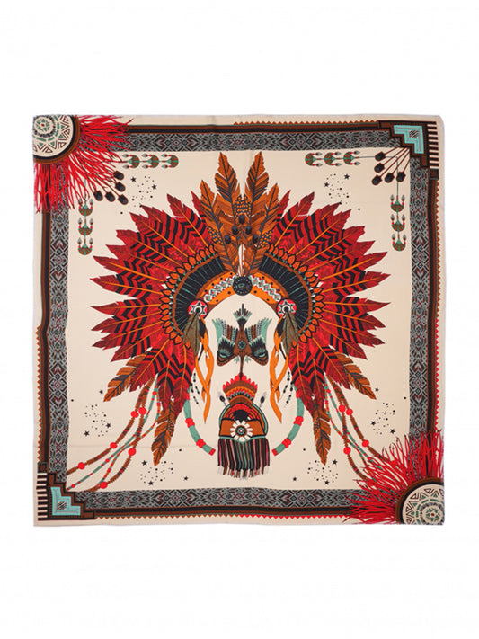 New Western large scarf Beige